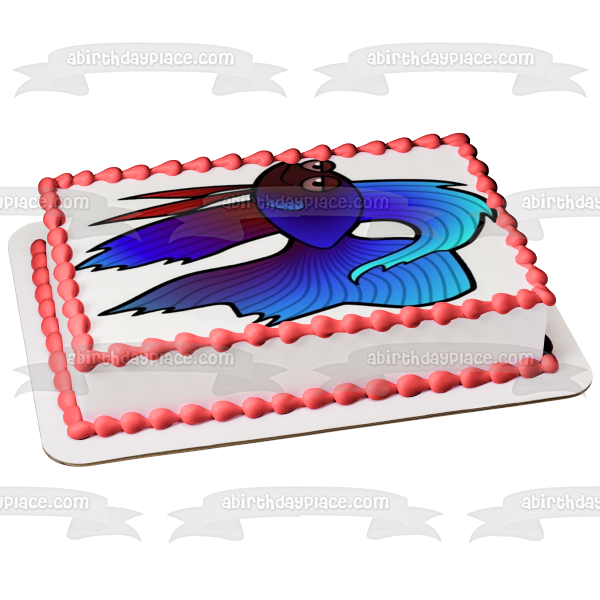 Cartoon Blue Tropical Fish Edible Cake Topper Image ABPID12635