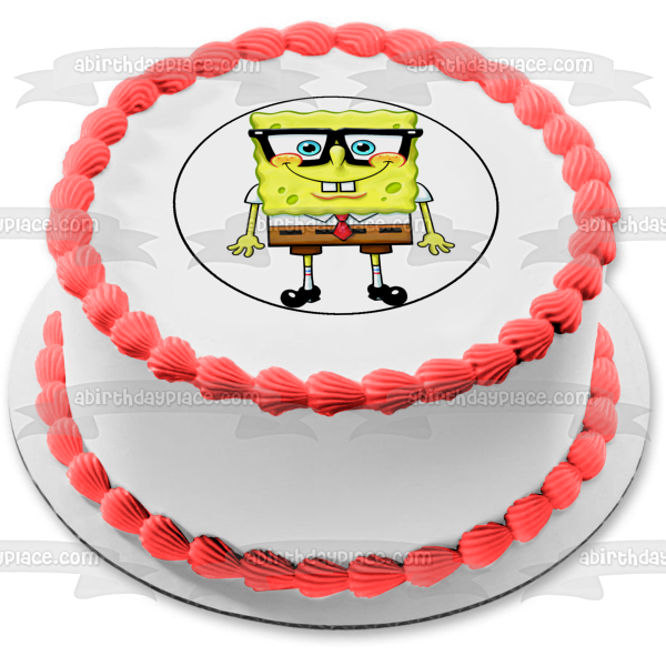 SpongeBob SquarePants Wearing Glasses Edible Cake Topper Image ABPID12430