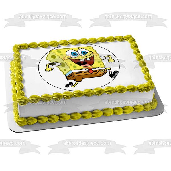 SpongeBob SquarePants Running Edible Cake Topper Image ABPID12432