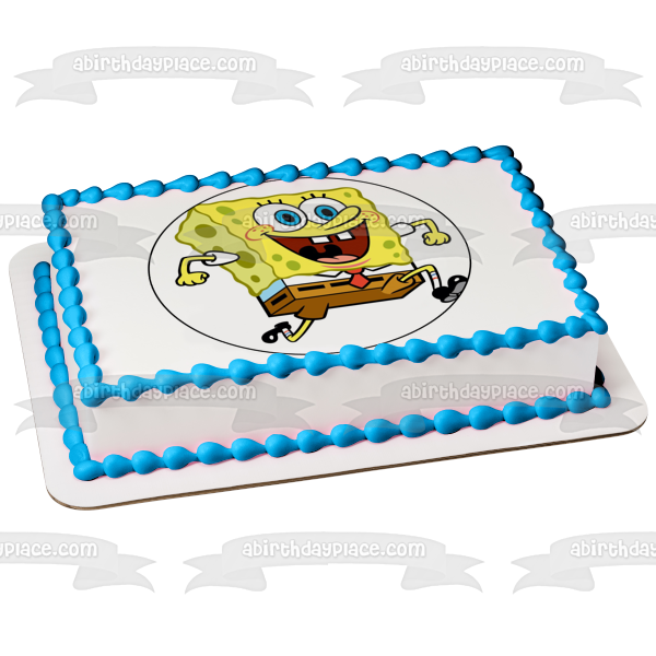 SpongeBob SquarePants Running Edible Cake Topper Image ABPID12432