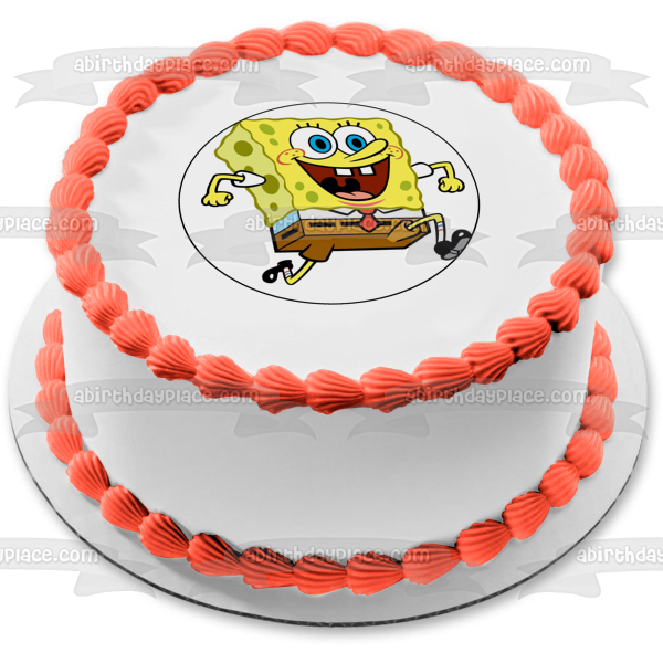 SpongeBob SquarePants Running Edible Cake Topper Image ABPID12432