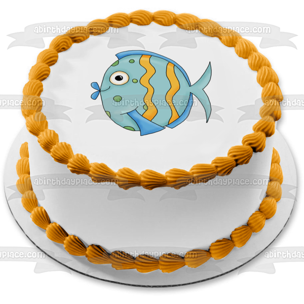 Cartoon Tropical Blue Fish Edible Cake Topper Image ABPID12645