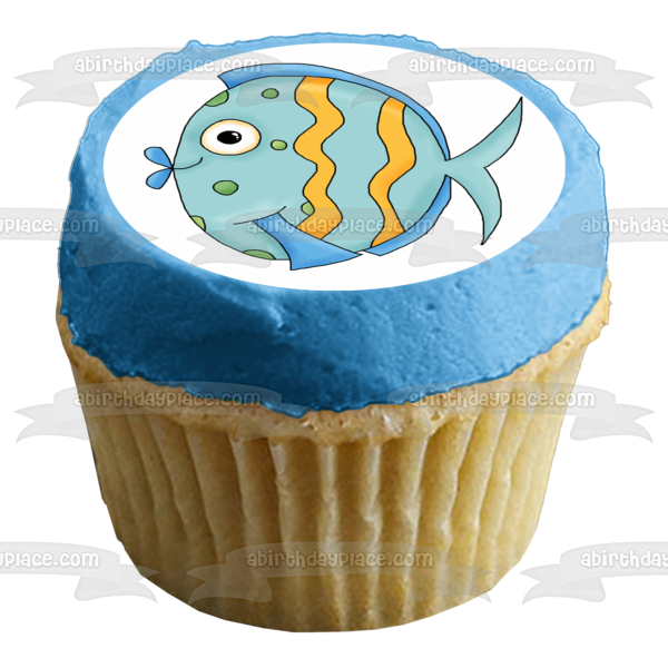 Cartoon Tropical Blue Fish Edible Cake Topper Image ABPID12645