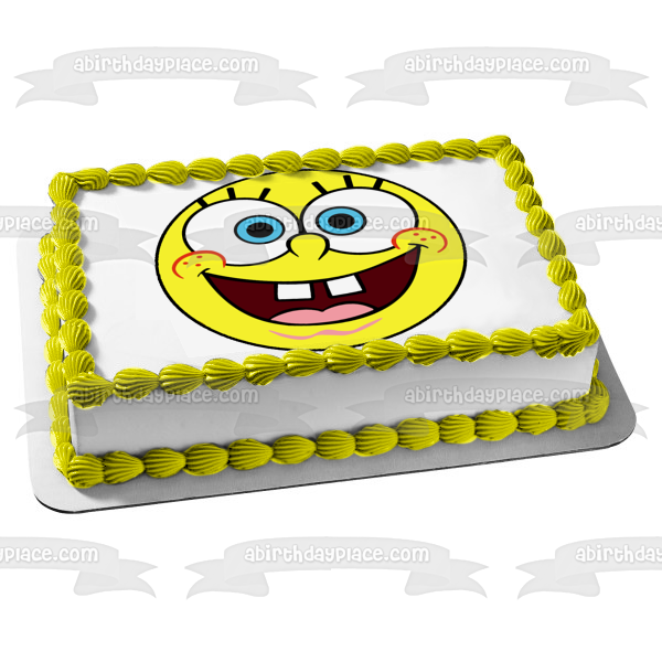 Adorno comestible para tarta con cara circular de Bob Esponja, imagen ABPID12433 