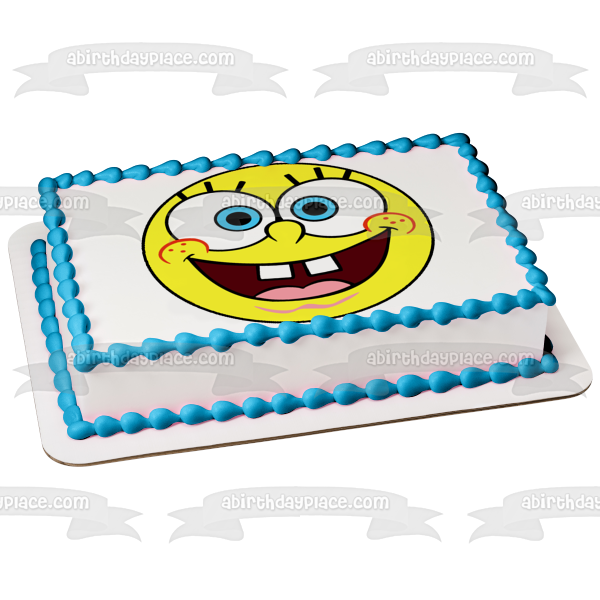 Adorno comestible para tarta con cara circular de Bob Esponja, imagen ABPID12433 