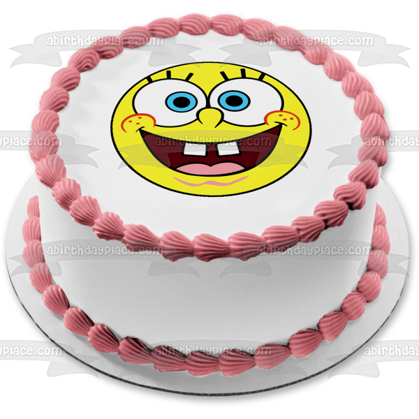 Adorno comestible para tarta con cara circular de Bob Esponja, imagen ABPID12433 