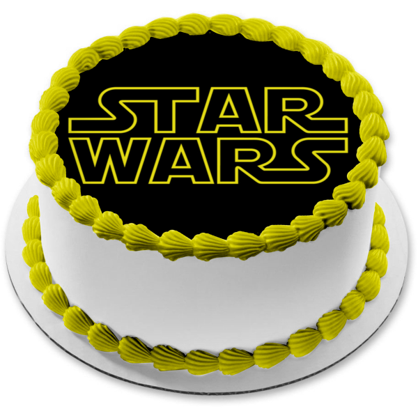 Imagen comestible para decoración de tarta con el logotipo de Star Wars, fondo negro, ABPID12455 