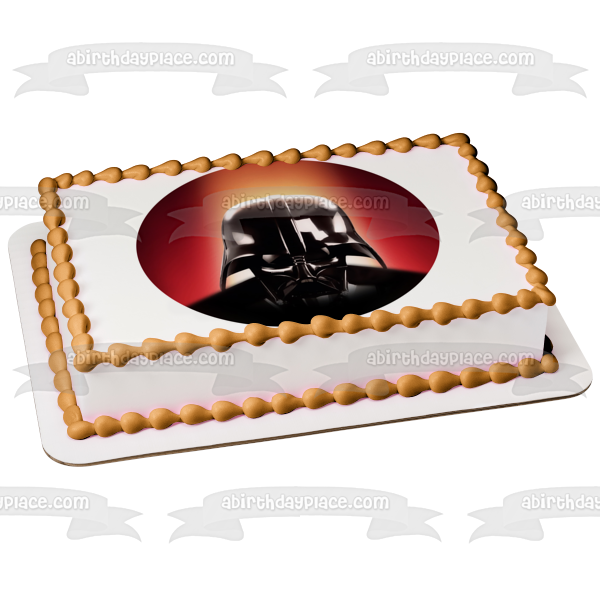 Imagen de decoración comestible para tarta con fondo rojo de Darth Vader de Star Wars ABPID12457 