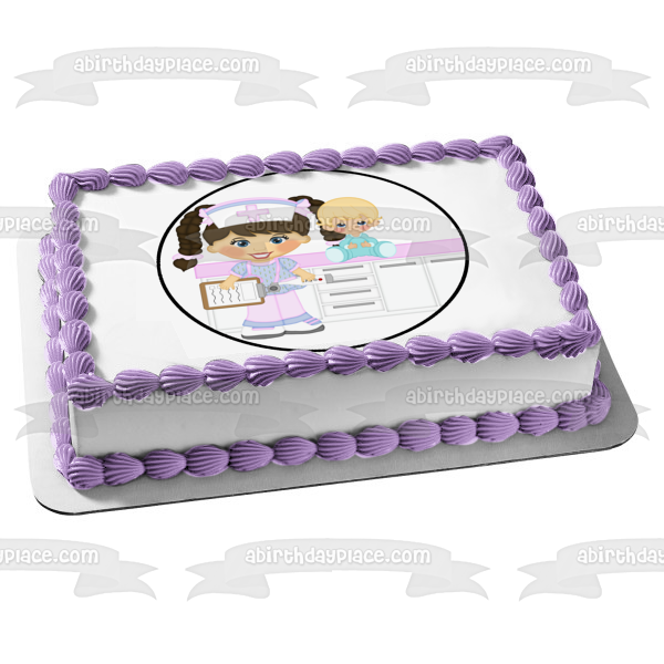 Nurses Baby Stethescope Clip Board Edible Cake Topper Image ABPID12461