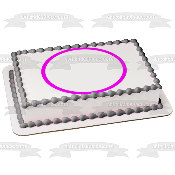 Pink Circle White Interior Edible Cake Topper Image ABPID13007