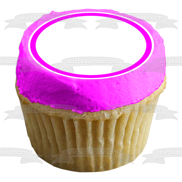 Pink Circle White Interior Edible Cake Topper Image ABPID13007