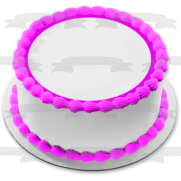 Pink Circle White Interior Edible Cake Topper Image ABPID13007