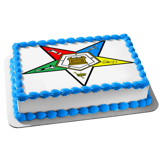 Imagen de adorno comestible para tarta masón con el logotipo de la Estrella del Este ABPID13009 