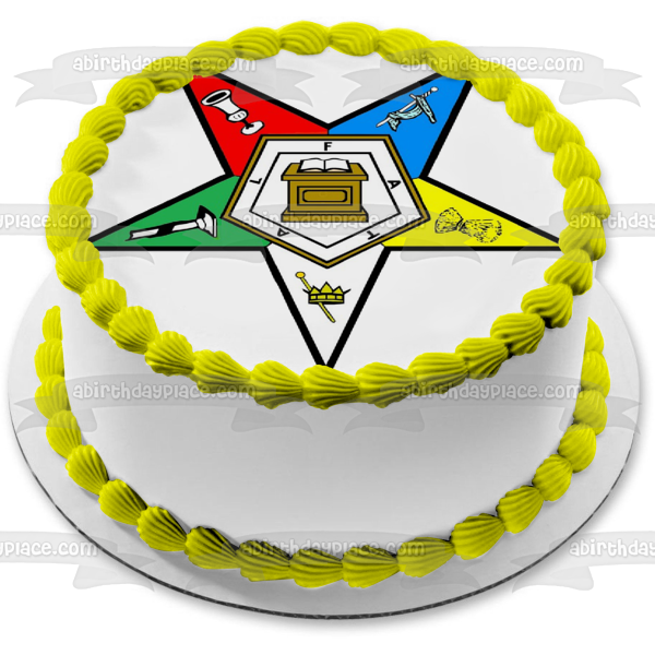 Imagen de adorno comestible para tarta masón con el logotipo de la Estrella del Este ABPID13009 