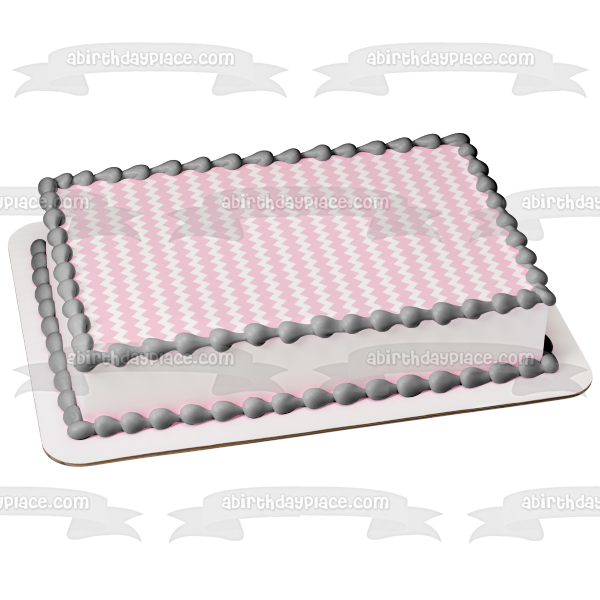 Pink and White Zig Zag Pattern Background Edible Cake Topper Image ABPID12717