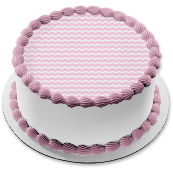 Pink and White Zig Zag Pattern Background Edible Cake Topper Image ABPID12717