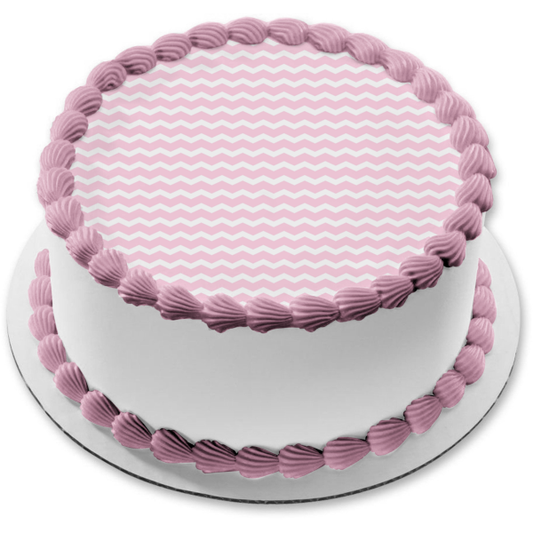 Imagen de decoración comestible para tarta de fondo con patrón de zigzag rosa y blanco ABPID12717 