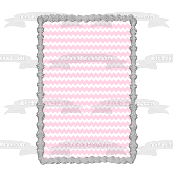 Pink and White Zig Zag Pattern Background Edible Cake Topper Image ABPID12717