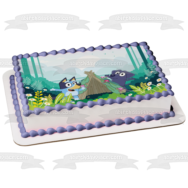 Bluey Camping with Jean-Luc Edible Cake Topper Image ABPID54022