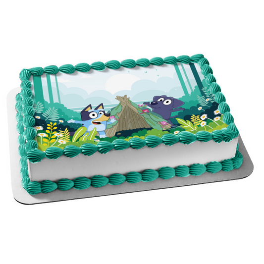 Bluey Camping with Jean-Luc Edible Cake Topper Image ABPID54022