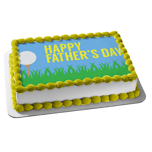 Happy Father's Day Golf Ball Edible Cake Topper Image ABPID54038