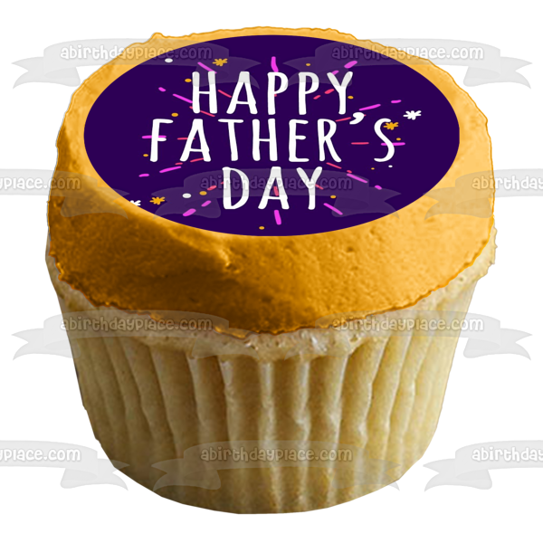 Happy Father's Day Fireworks Purple Background Edible Cake Topper Image ABPID54040