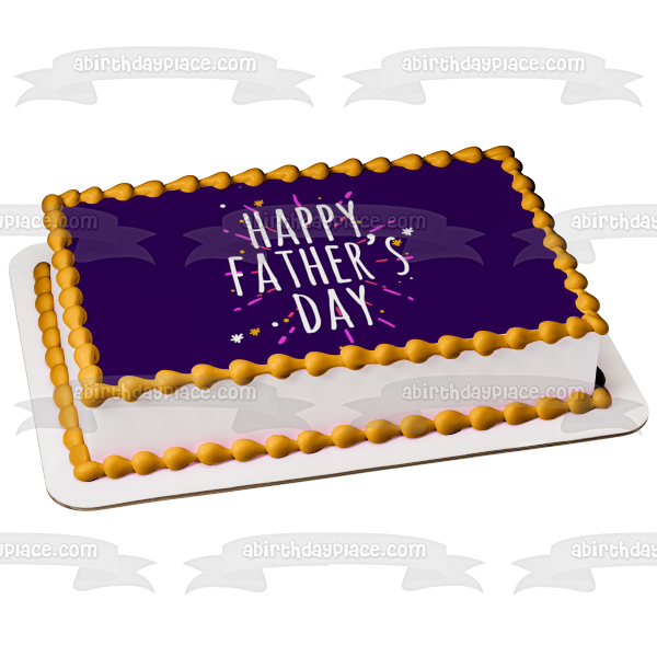 Happy Father's Day Fireworks Purple Background Edible Cake Topper Image ABPID54040