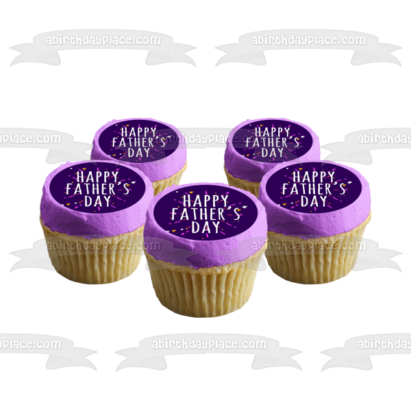 Happy Father's Day Fireworks Purple Background Edible Cake Topper Image ABPID54040