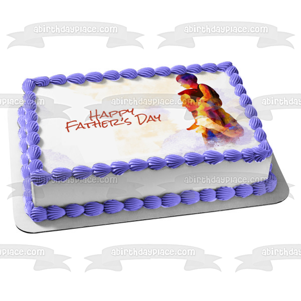 Happy Father's Day Father and Son on His Shoulders Edible Cake Topper Image ABPID54044