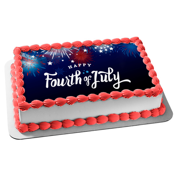 Happy Fourth of July Independence Day Fireworks Edible Cake Topper Image ABPID54069