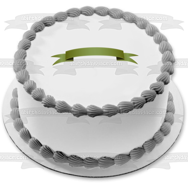 Lime Green Banner White Dotted Line Border Edible Cake Topper Image ABPID13022