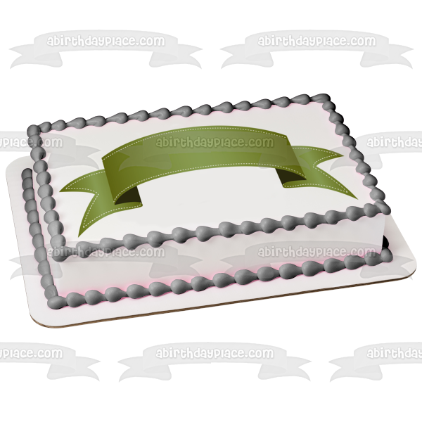 Lime Green Banner White Dotted Line Border Edible Cake Topper Image ABPID13022