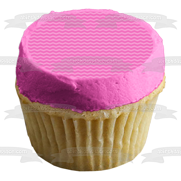 Adorno comestible para tarta con diseño de zigzag en rosa oscuro y rosa claro, imagen ABPID12718 