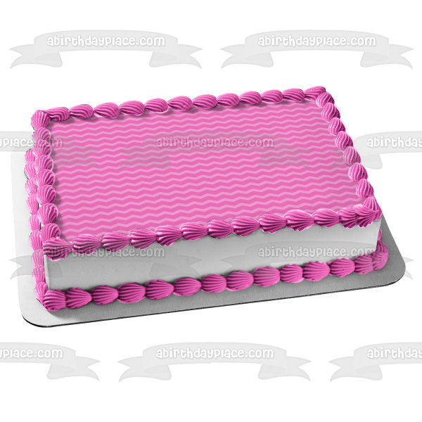 Adorno comestible para tarta con diseño de zigzag en rosa oscuro y rosa claro, imagen ABPID12718 