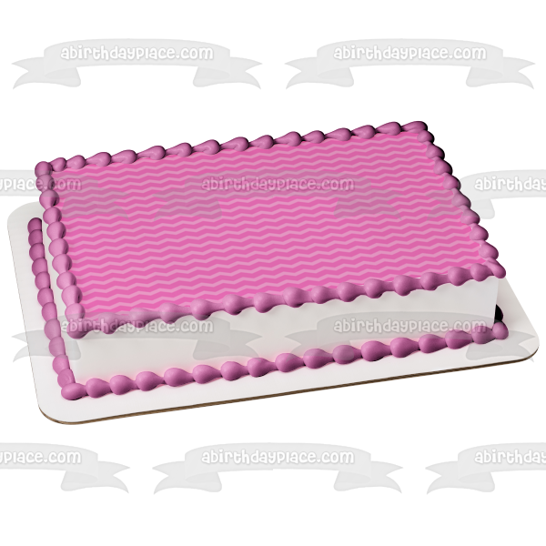 Adorno comestible para tarta con diseño de zigzag en rosa oscuro y rosa claro, imagen ABPID12718 