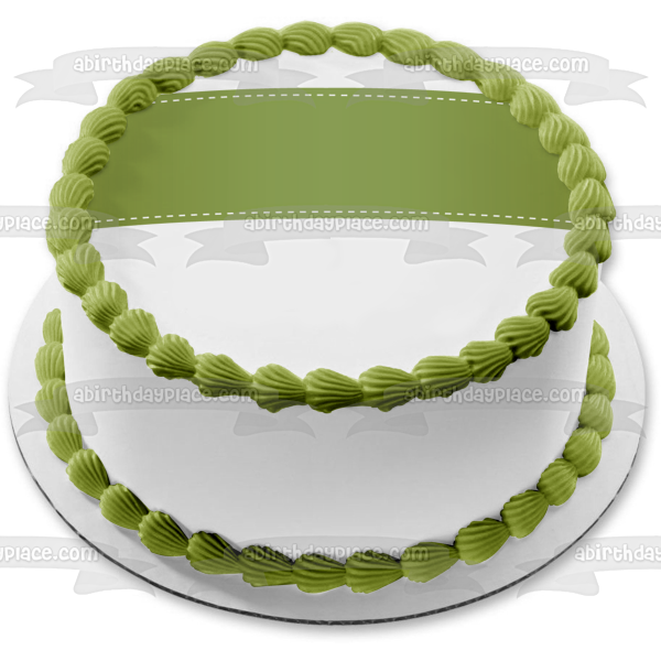 Lime Green Banner White Dotted Line Border Edible Cake Topper Image ABPID13022