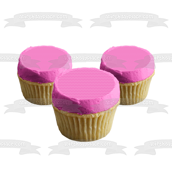 Adorno comestible para tarta con diseño de zigzag en rosa oscuro y rosa claro, imagen ABPID12718 