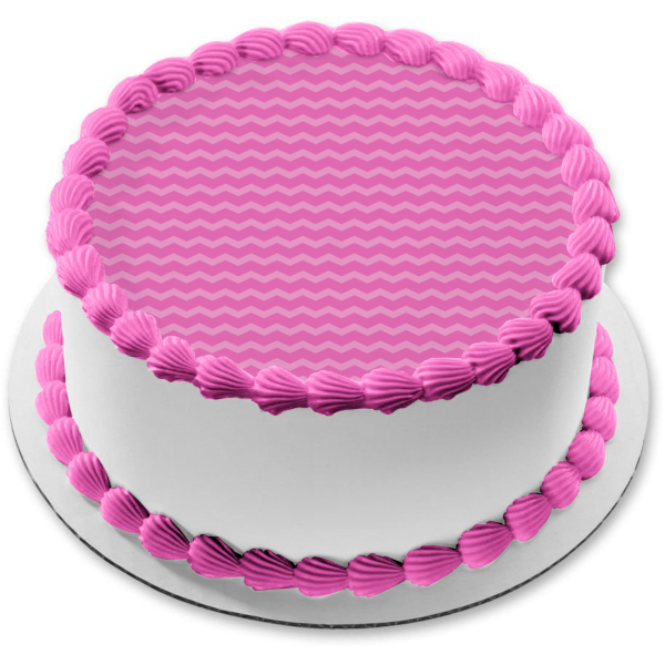 Adorno comestible para tarta con diseño de zigzag en rosa oscuro y rosa claro, imagen ABPID12718 