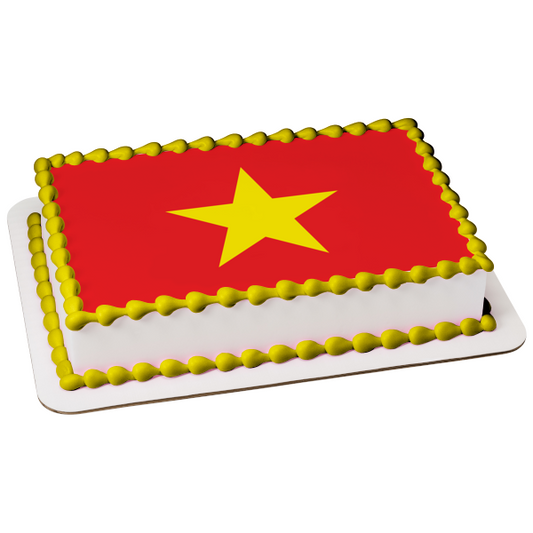 Flag of Vietnam Red Flag with Gold Star Edible Cake Topper Image ABPID13030