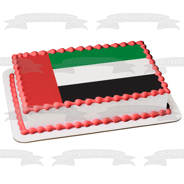 Flag of the United Arab Emirates Pan-Arab Colors Red Green White Black Edible Cake Topper Image ABPID13032