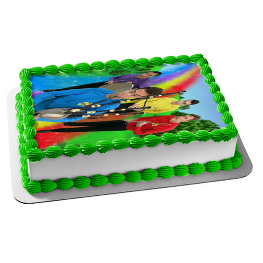 The Wiggles Greg Anthony Murray Jeff Bagpipes Rainbow Drum Edible Cake Topper Image ABPID12751