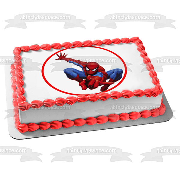 Figura decorativa comestible para tarta de Marvel Avengers, cómic, Spider-Man, agachado, ABPID12761 