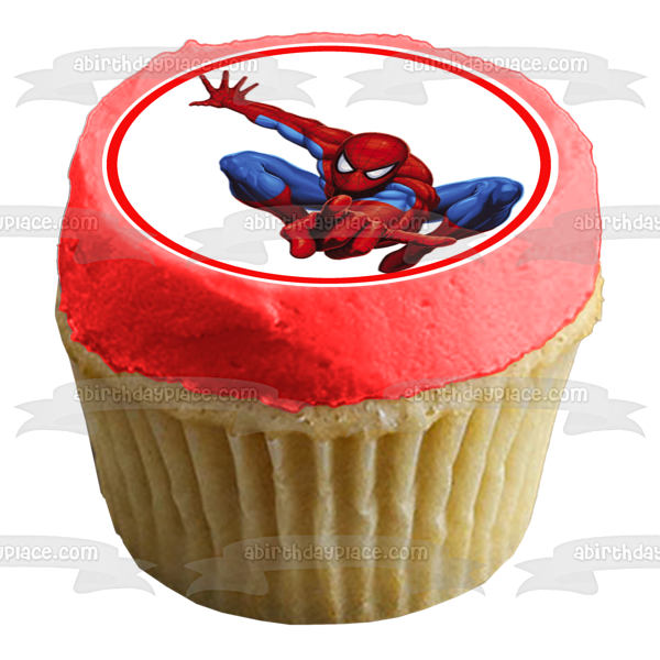 Figura decorativa comestible para tarta de Marvel Avengers, cómic, Spider-Man, agachado, ABPID12761 