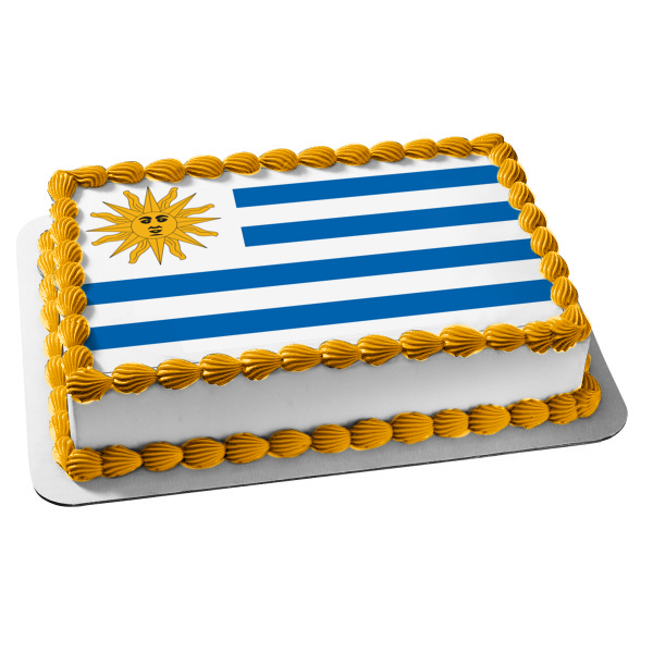 La bandera de Uruguay Sol de Mayo Sol de Mayo Edible Cake Topper Imagen ABPID13043 