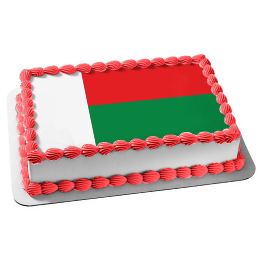 Flag of Madagascar White Red Green Edible Cake Topper Image ABPID13058