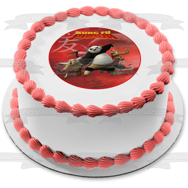 Kung Fu Panda Po Tigress Viper Mantis Monkey Crane Edible Cake Topper Image ABPID12803