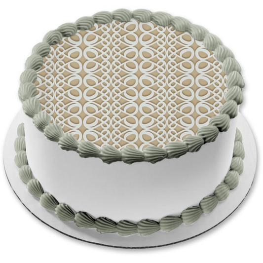 Blue and Tan Pattern Background Edible Cake Topper Image ABPID13063