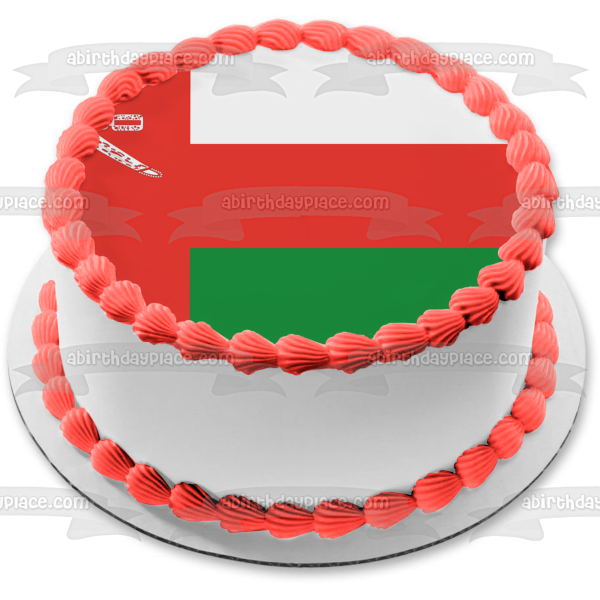 The National Flag of Oman Red White Green National Emblem of Oman Edible Cake Topper Image ABPID13066