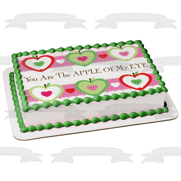 Eres la niña de mis ojos Imagen de decoración comestible para tarta con corazones de manzana ABPID13074 