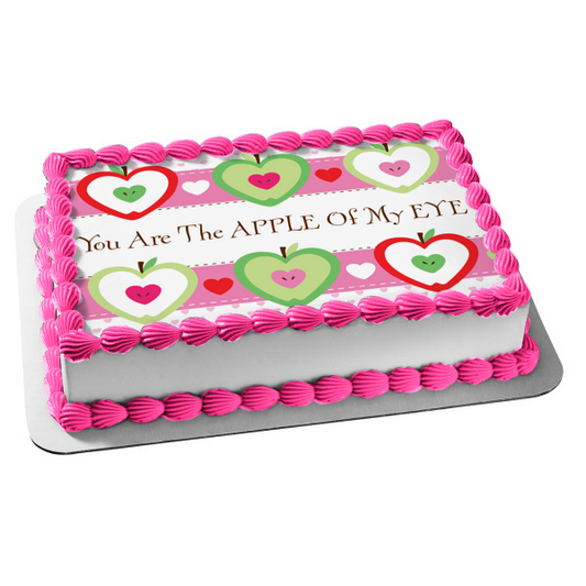 Eres la niña de mis ojos Imagen de decoración comestible para tarta con corazones de manzana ABPID13074 